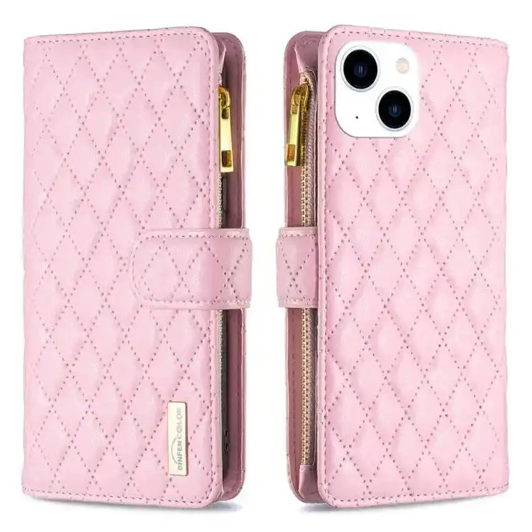 Diamond Lattice Zipper Wallet Leather Flip Phone Case MyMobile
