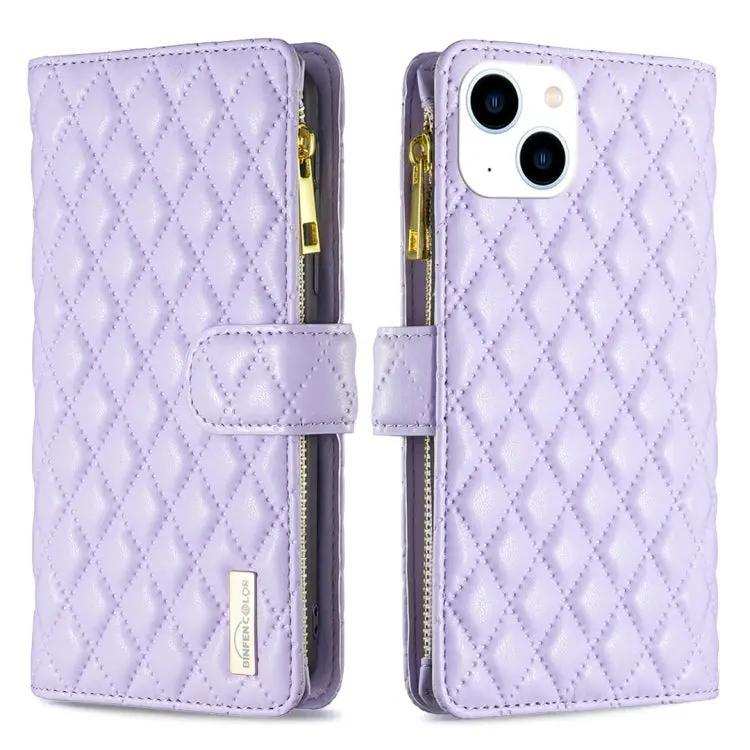 Diamond Lattice Zipper Wallet Leather Flip Phone Case MyMobile
