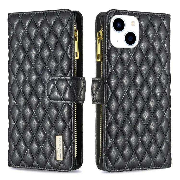 Diamond Lattice Zipper Wallet Leather Flip Phone Case MyMobile
