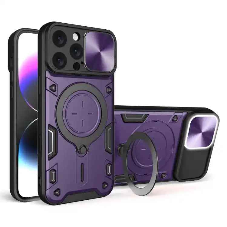 CD Texture Sliding Camshield Magnetic Holder Phone Case