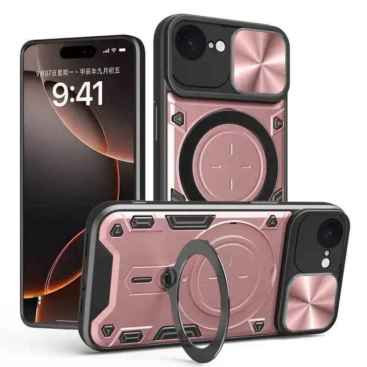 CD Texture Sliding Camshield Magnetic Holder Phone Case