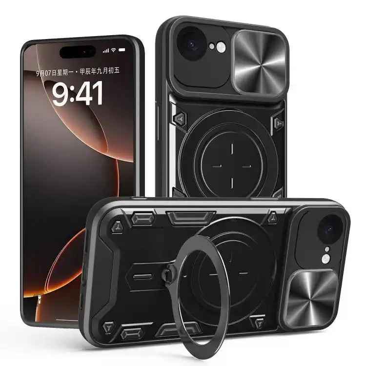 CD Texture Sliding Camshield Magnetic Holder Phone Case