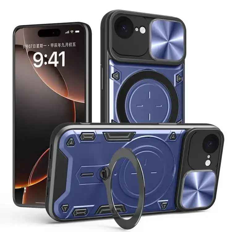 CD Texture Sliding Camshield Magnetic Holder Phone Case