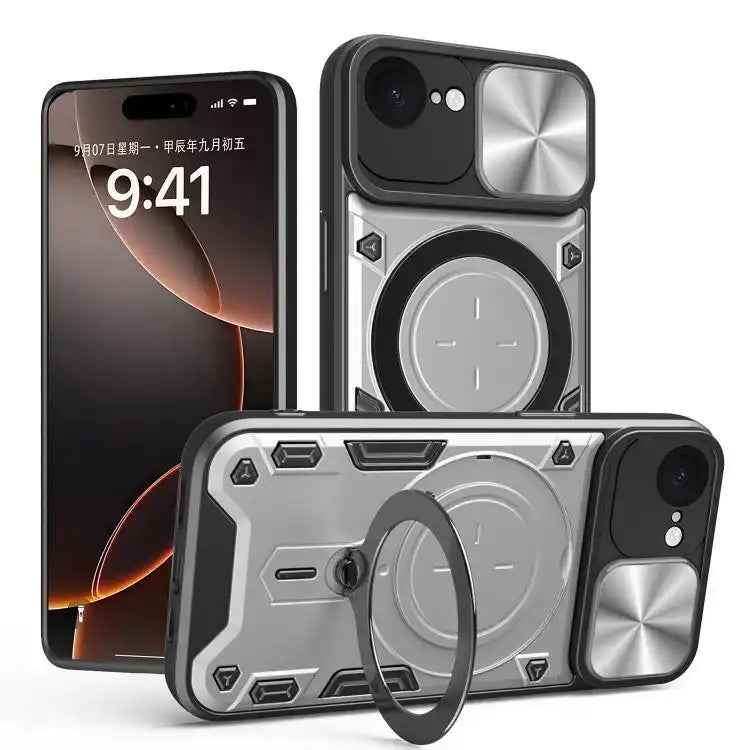 CD Texture Sliding Camshield Magnetic Holder Phone Case