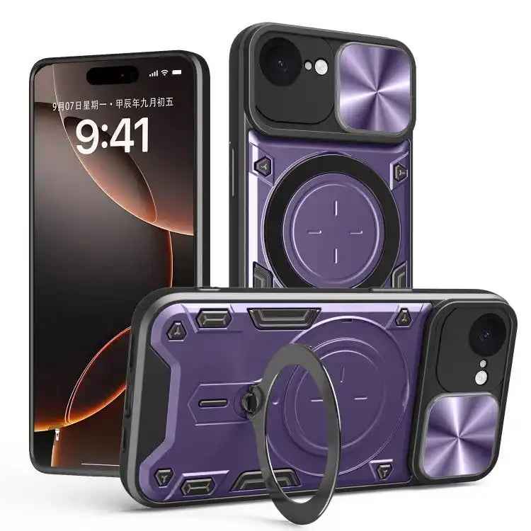 CD Texture Sliding Camshield Magnetic Holder Phone Case