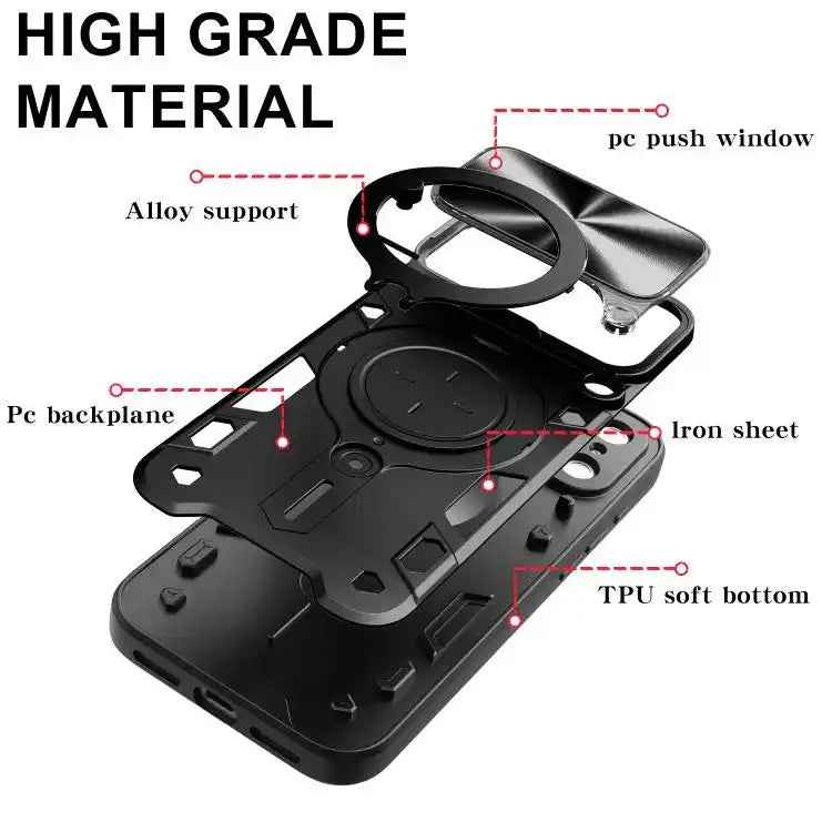 CD Texture Sliding Camshield Magnetic Holder Phone Case