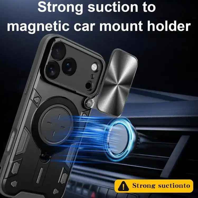 CD Texture Sliding Camshield Magnetic Holder Phone Case