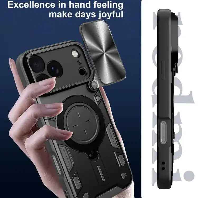 CD Texture Sliding Camshield Magnetic Holder Phone Case