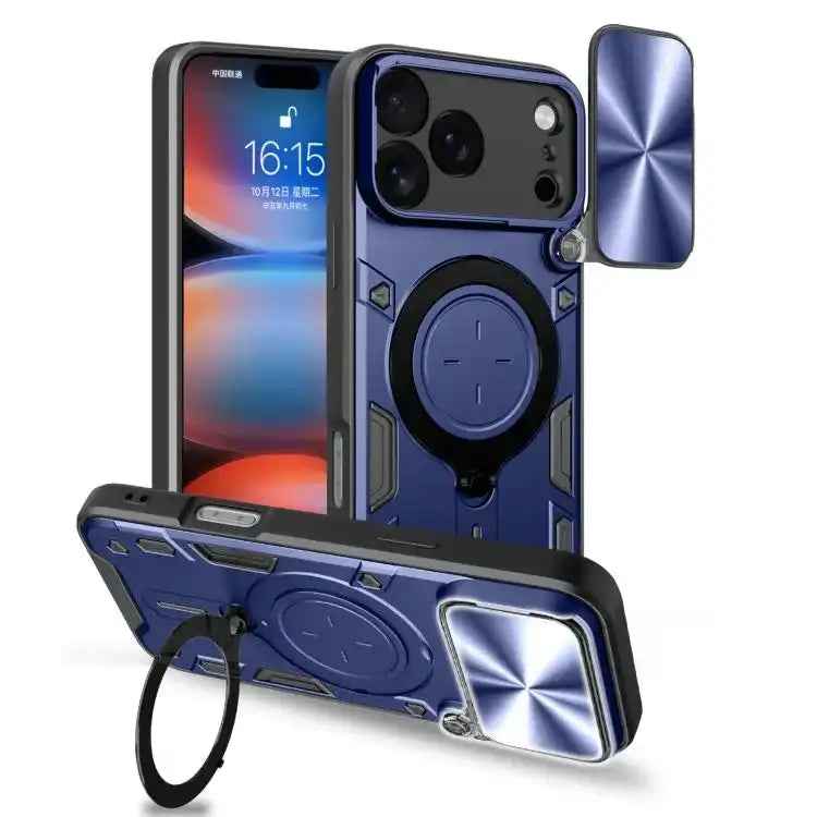 CD Texture Sliding Camshield Magnetic Holder Phone Case