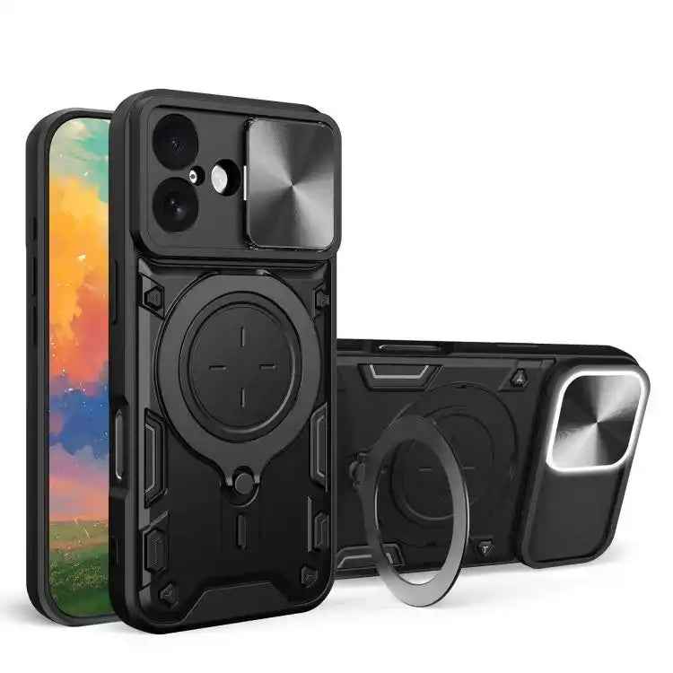 CD Texture Sliding Camshield Magnetic Holder Phone Case