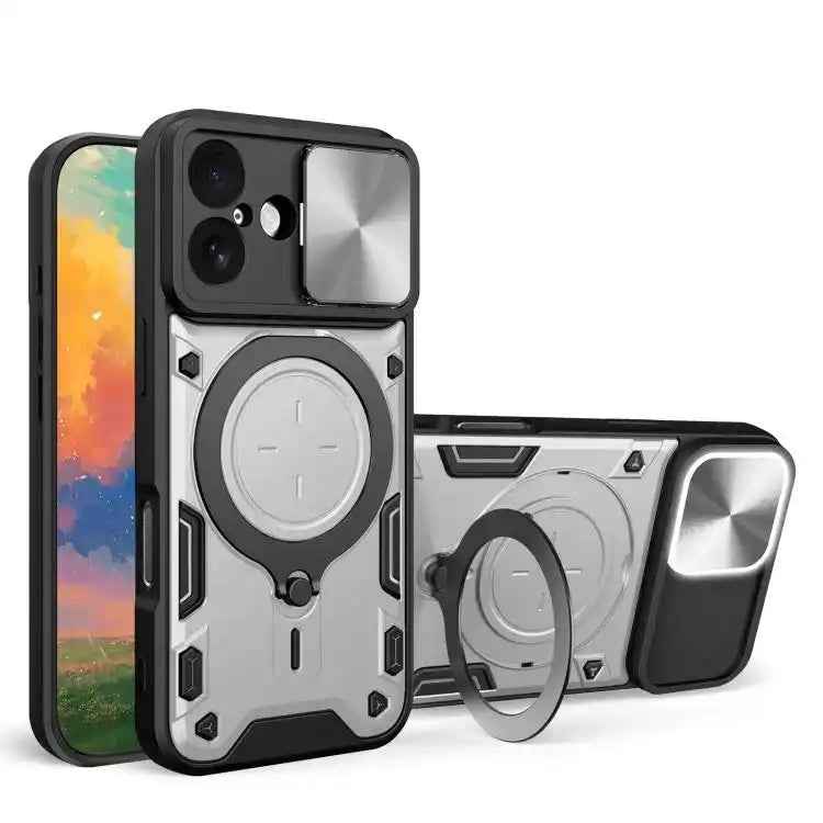 CD Texture Sliding Camshield Magnetic Holder Phone Case