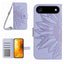 Skin Feel Sun Flower Embossed Flip Leather Phone Case with Lanyard