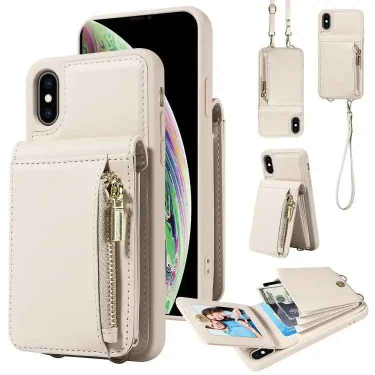 Crossbody Lanyard Zipper Wallet Leather Phone Case