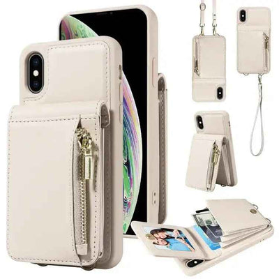 Crossbody Lanyard Zipper Wallet Leather Phone Case