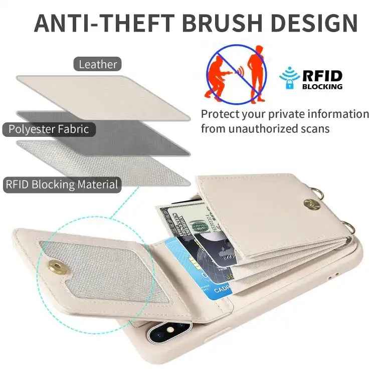 Crossbody Lanyard Zipper Wallet Leather Phone Case