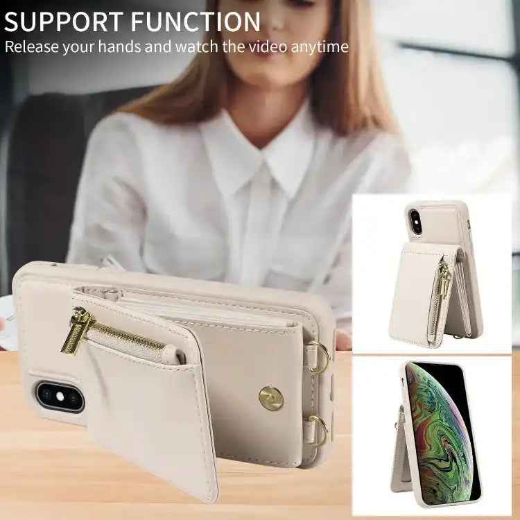 Crossbody Lanyard Zipper Wallet Leather Phone Case