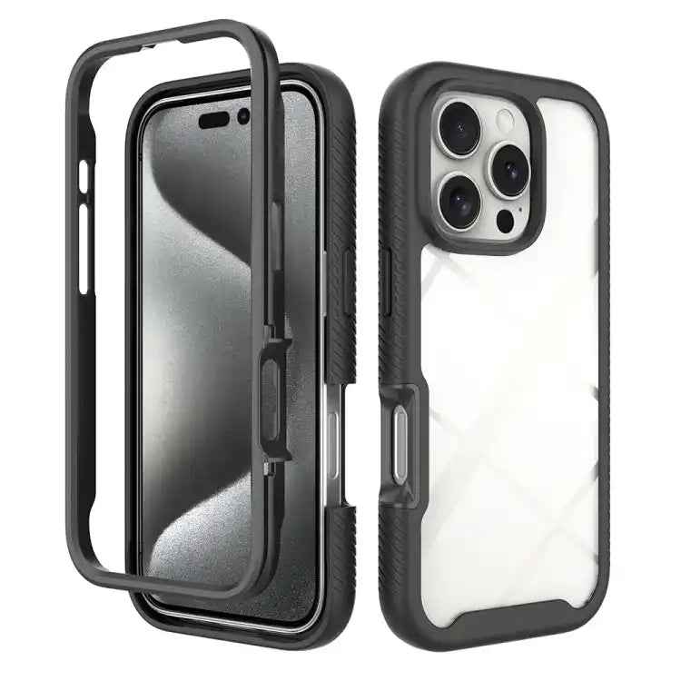 Starry Sky Solid Color Shockproof TPU Clear PC Phone Case