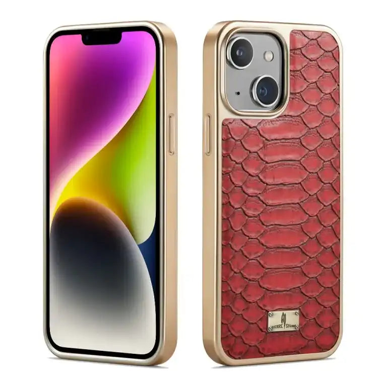 Fierre Shann Python Texture Electroplating PU Phone Case FIERRE SHANN