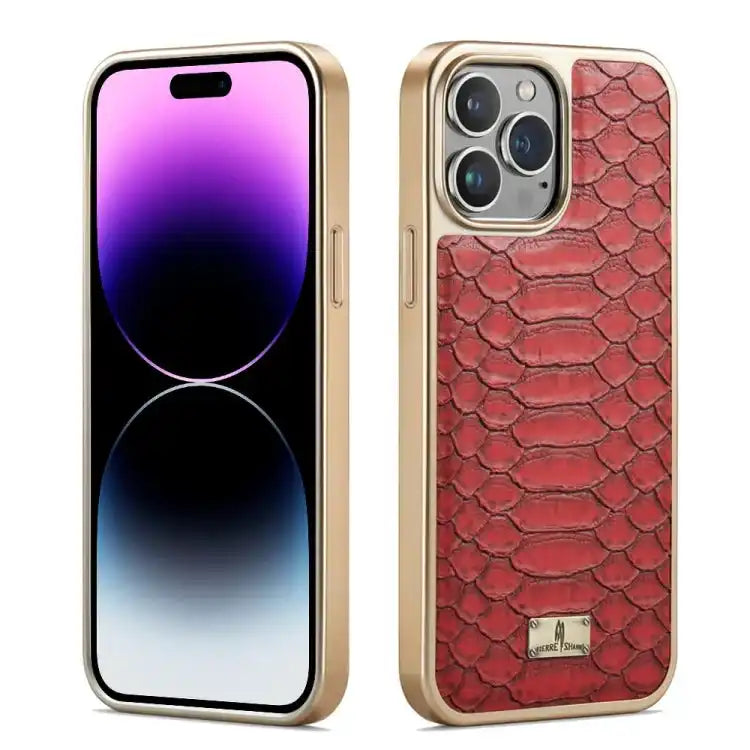 Fierre Shann Python Texture Electroplating PU Phone Case FIERRE SHANN