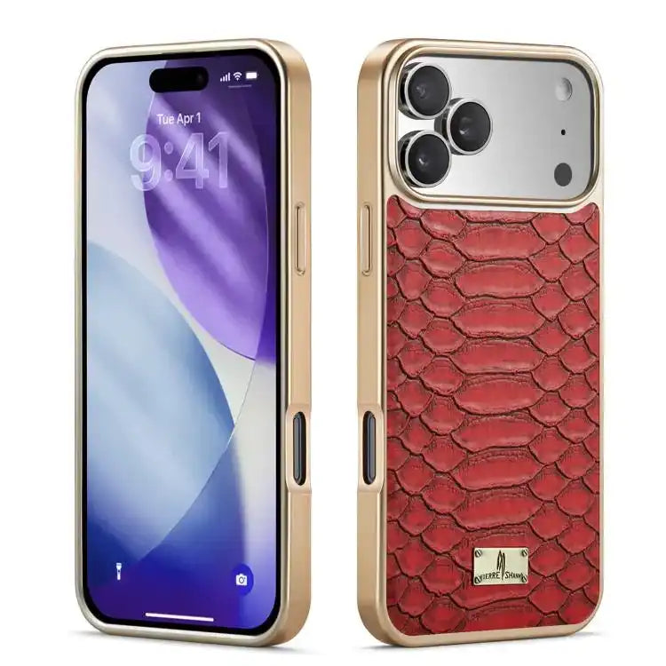 Fierre Shann Python Texture Electroplating PU Phone Case FIERRE SHANN