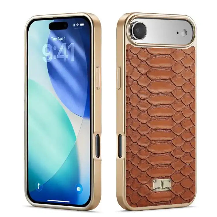 Fierre Shann Python Texture Electroplating PU Phone Case FIERRE SHANN