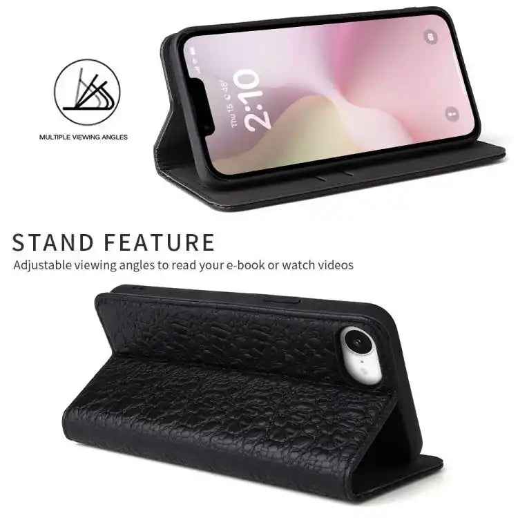 Fierre Shann Crocodile Texture Magnetic Genuine Leather Phone Case