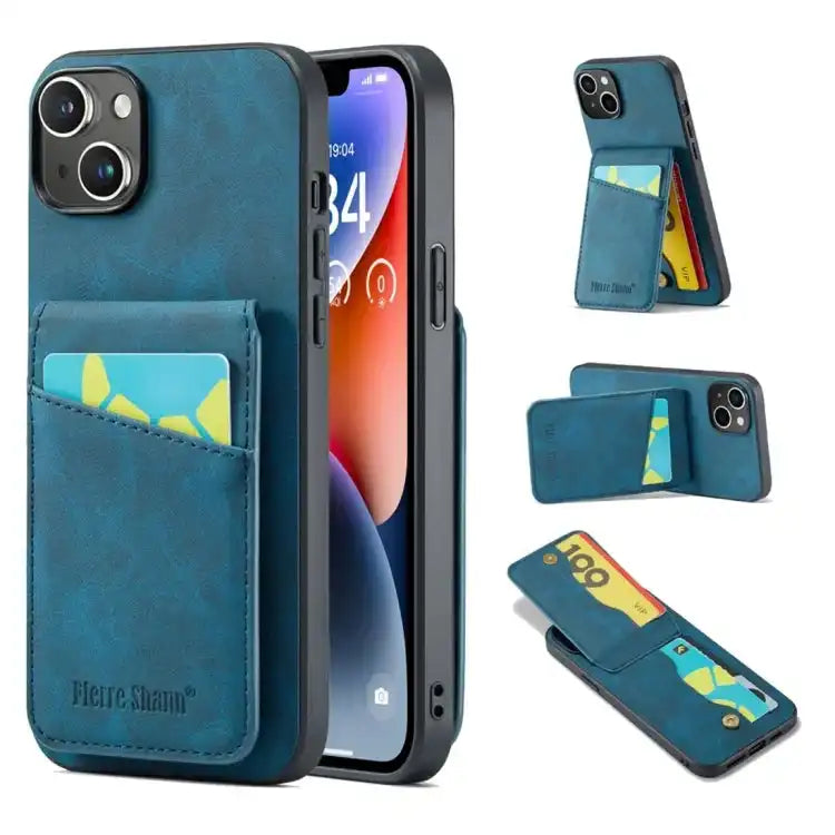 Fierre Shann Crazy Horse Card Holder Back Cover PU Phone Case MyMobile