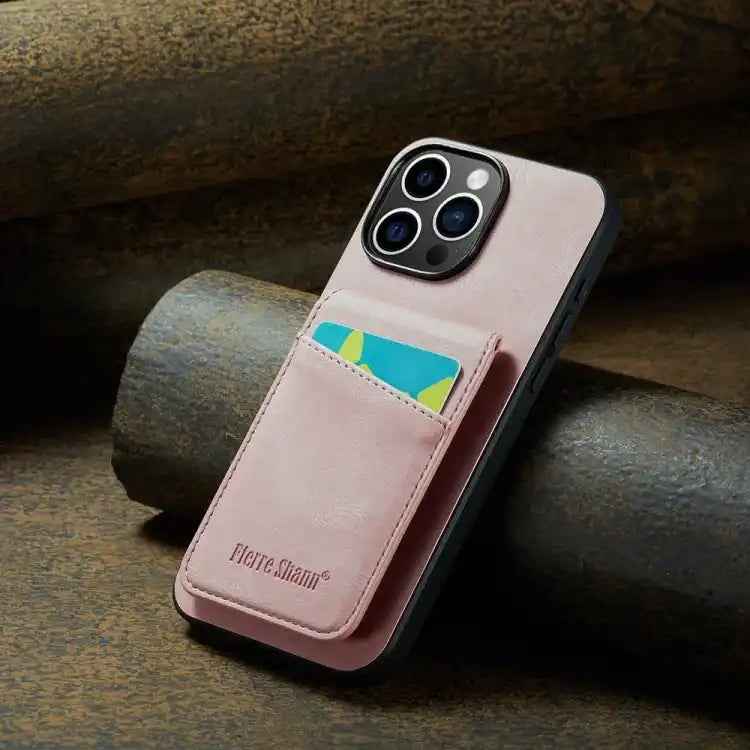 Fierre Shann Crazy Horse Card Holder Back Cover PU Phone Case