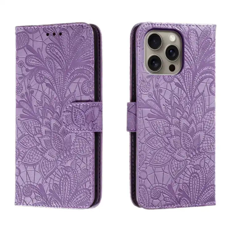 Lace Flower Embossing Flip Leather Phone Case MyMobile