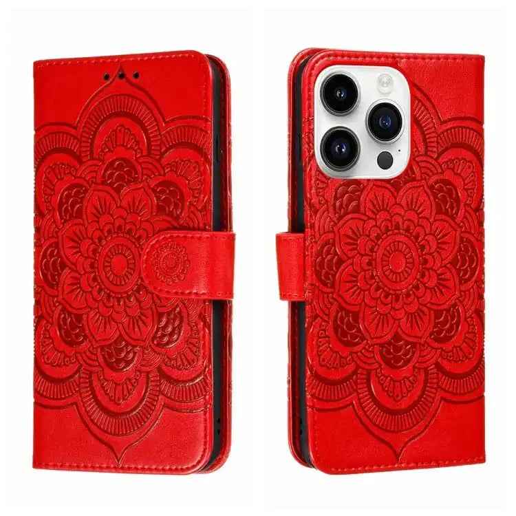 Sun Mandala Embossing Leather Phone Case