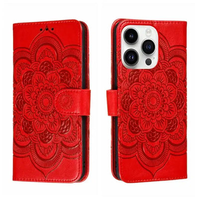 Sun Mandala Embossing Leather Phone Case MyMobile