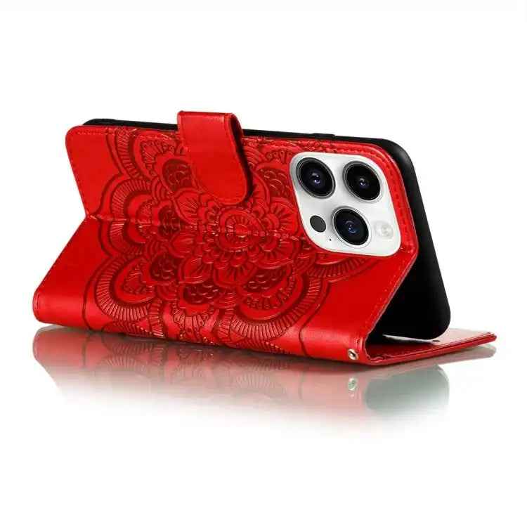Sun Mandala Embossing Leather Phone Case