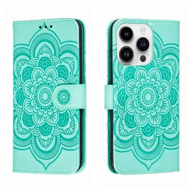 Sun Mandala Embossing Leather Phone Case