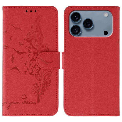 Feather Pattern Litchi Texture Leather Phone Case MyMobile