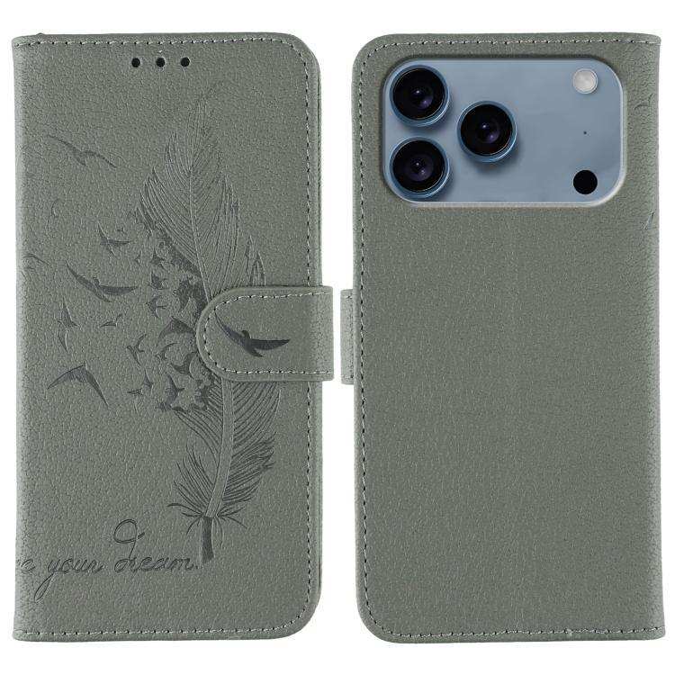 Feather Pattern Litchi Texture Leather Phone Case MyMobile