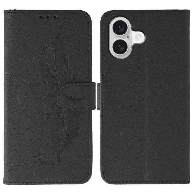 Feather Pattern Litchi Texture Leather Phone Case