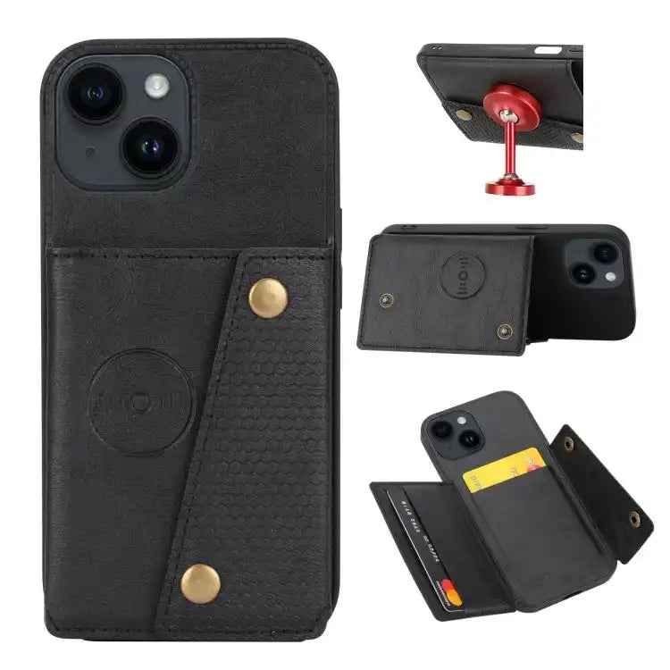 Double Buckle Card Slots PU + TPU Phone Case