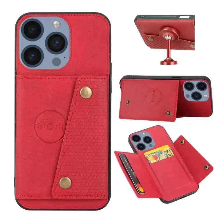Double Buckle Card Slots PU + TPU Phone Case