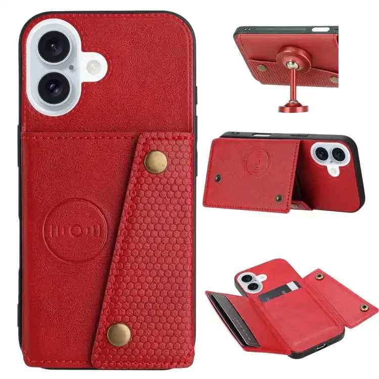 Double Buckle Card Slots PU + TPU Phone Case