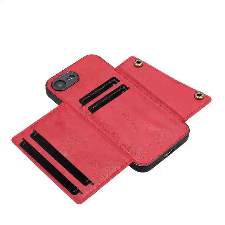 Double Buckle Card Slots PU + TPU Phone Case