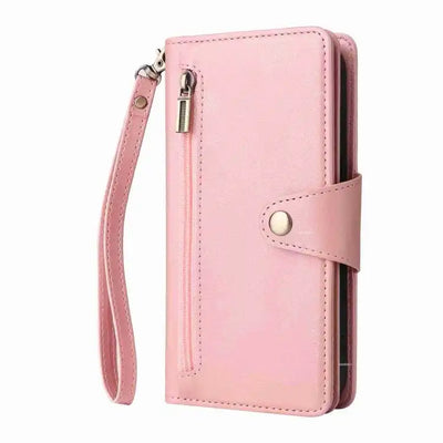 Rivet Buckle 9 Cards Three Fold Leather Phone Case MyMobile