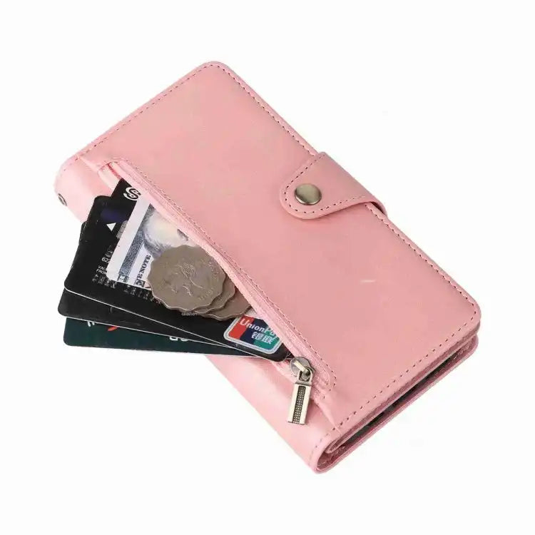 Rivet Buckle 9 Cards Three Fold Leather Phone Case MyMobile