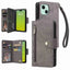 Rivet Buckle 9 Cards Three Fold Leather Phone Case MyMobile