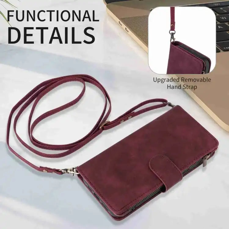Crossbody Multi-card Slot Wallet Zipper Leather Phone Case MyMobile