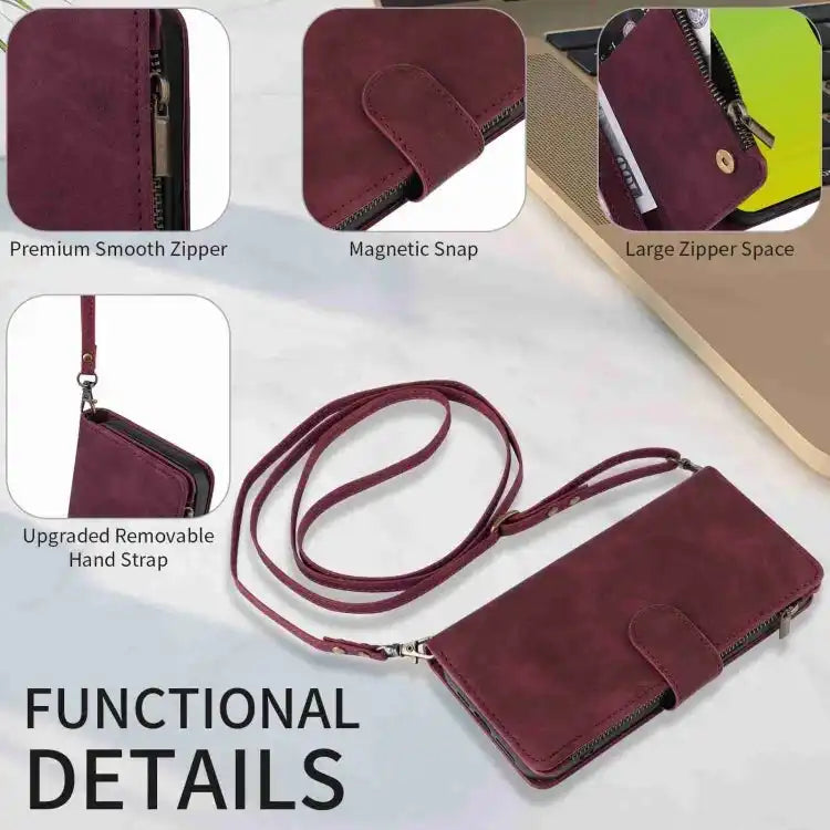 Crossbody Multi-card Slot Wallet Zipper Leather Phone Case MyMobile