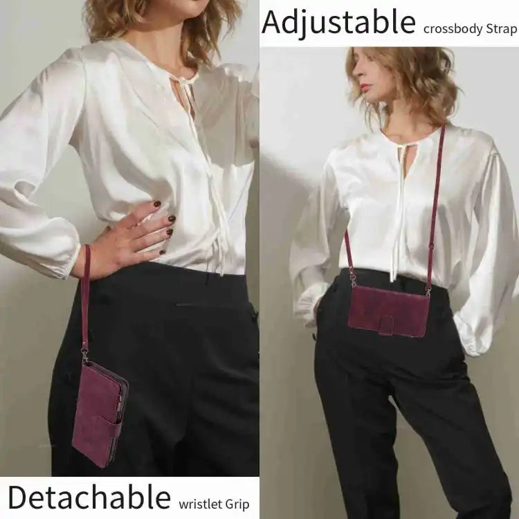 Crossbody Multi-card Slot Wallet Zipper Leather Phone Case MyMobile