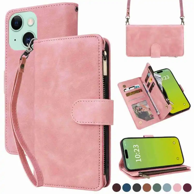 Crossbody Multi-card Slot Wallet Zipper Leather Phone Case MyMobile