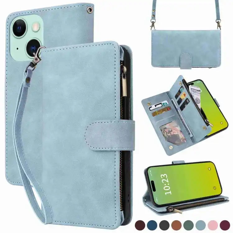 Crossbody Multi-card Slot Wallet Zipper Leather Phone Case MyMobile