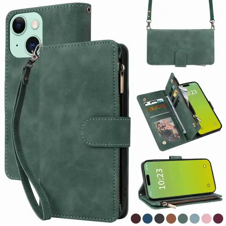 Crossbody Multi-card Slot Wallet Zipper Leather Phone Case MyMobile