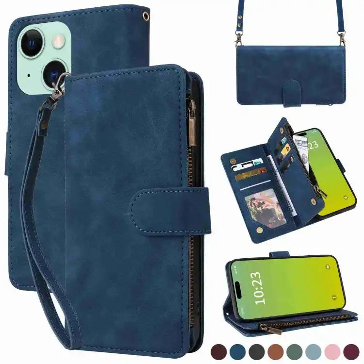 Crossbody Multi-card Slot Wallet Zipper Leather Phone Case MyMobile